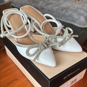 BCBGeneration White and Silver Women's Heels